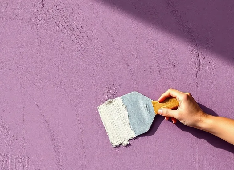 Application d'un enduit décoratif à la lisseuse sur un mur